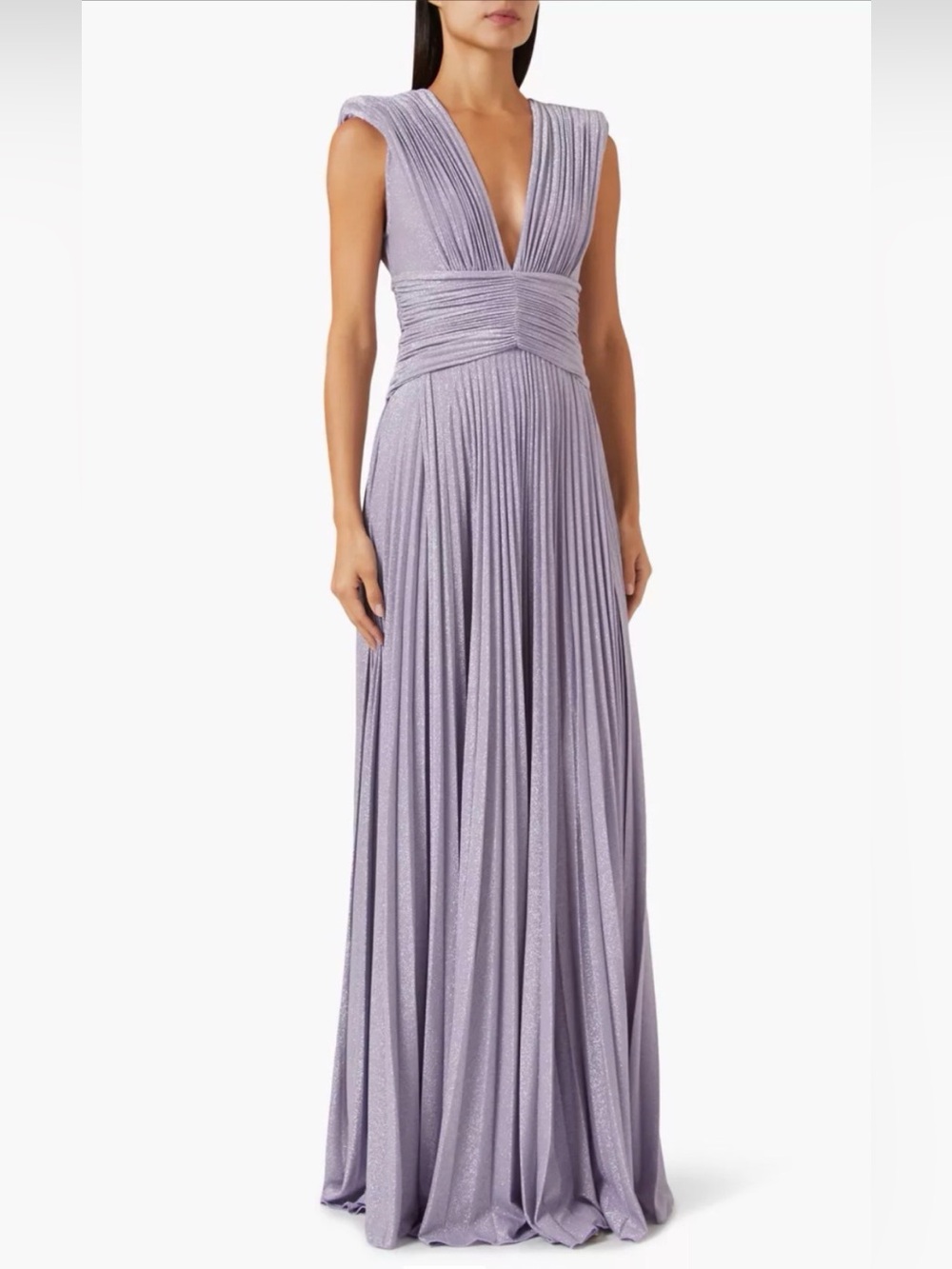 Lavender Pleated Sleeveless Gown